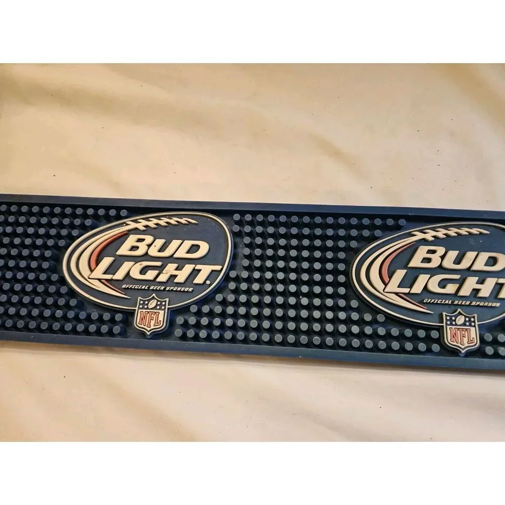 Bud Light NFL Football‎ Beer Rubber Bar Spill Mat for tap Kegerator 24x3.5 Inch